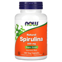 Now Foods, Spirulina 500 mg, 120 Veg Capsules UPC 733739027023 | HiLife Vitamins