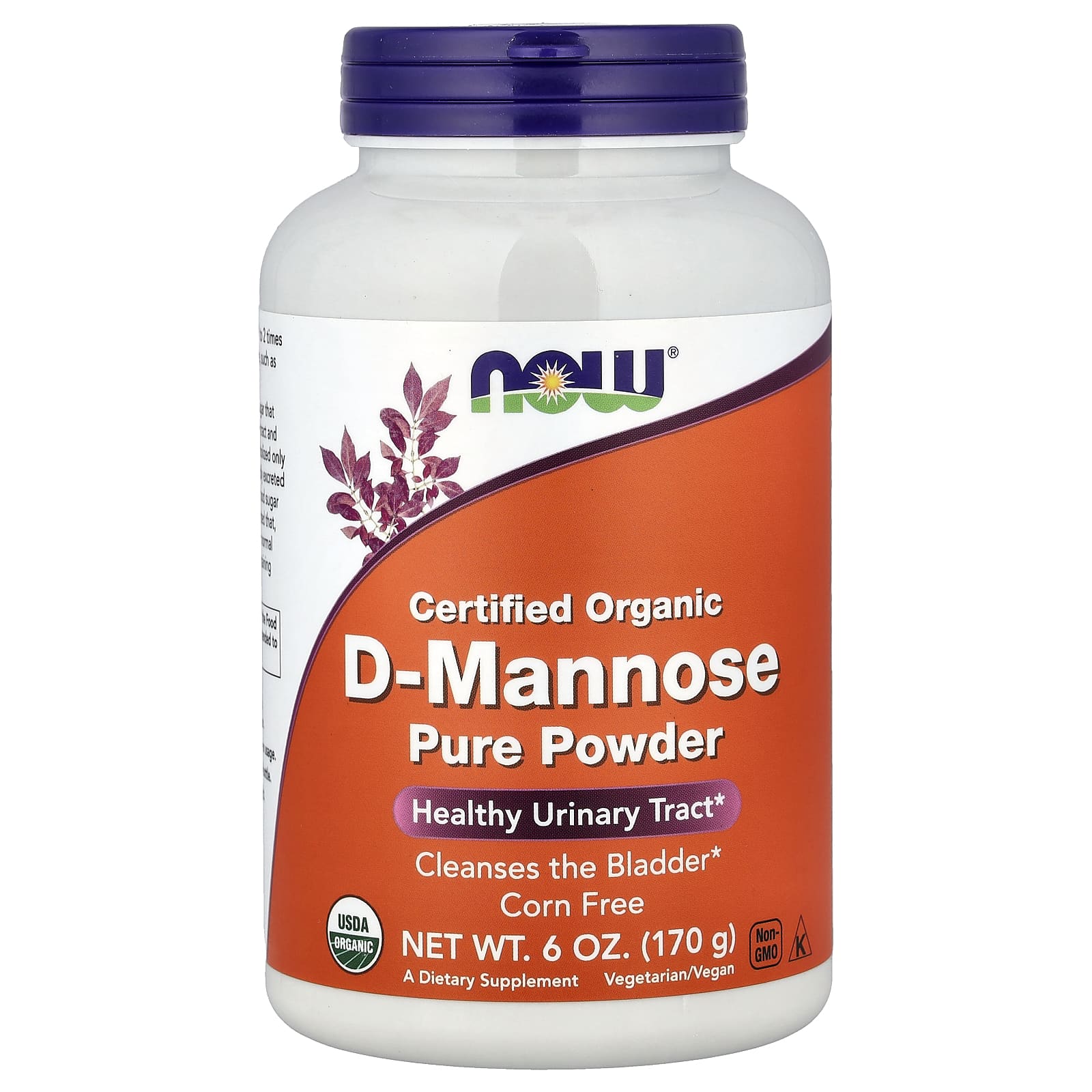 Now Foods, Certified Organic D-Mannose Pure Powder, 6 oz (170 g) Powder UPC 733739028099 | Hilife Vitamins