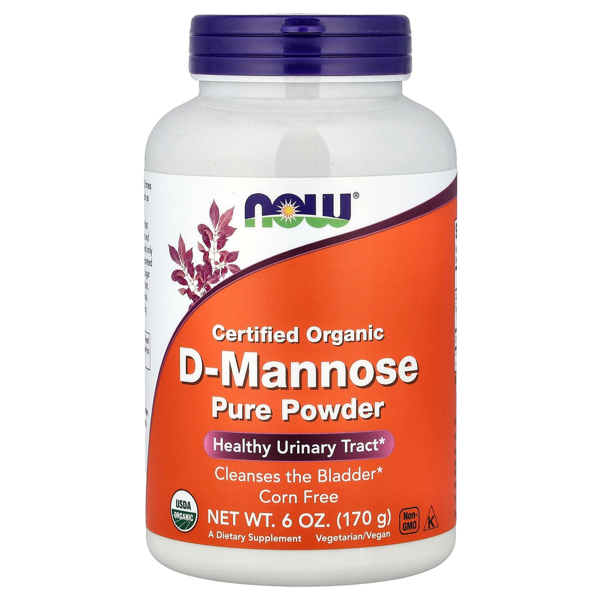Now Foods, Certified Organic D-Mannose Pure Powder, 6 oz (170 g) Powder UPC 733739028099 | Hilife Vitamins
