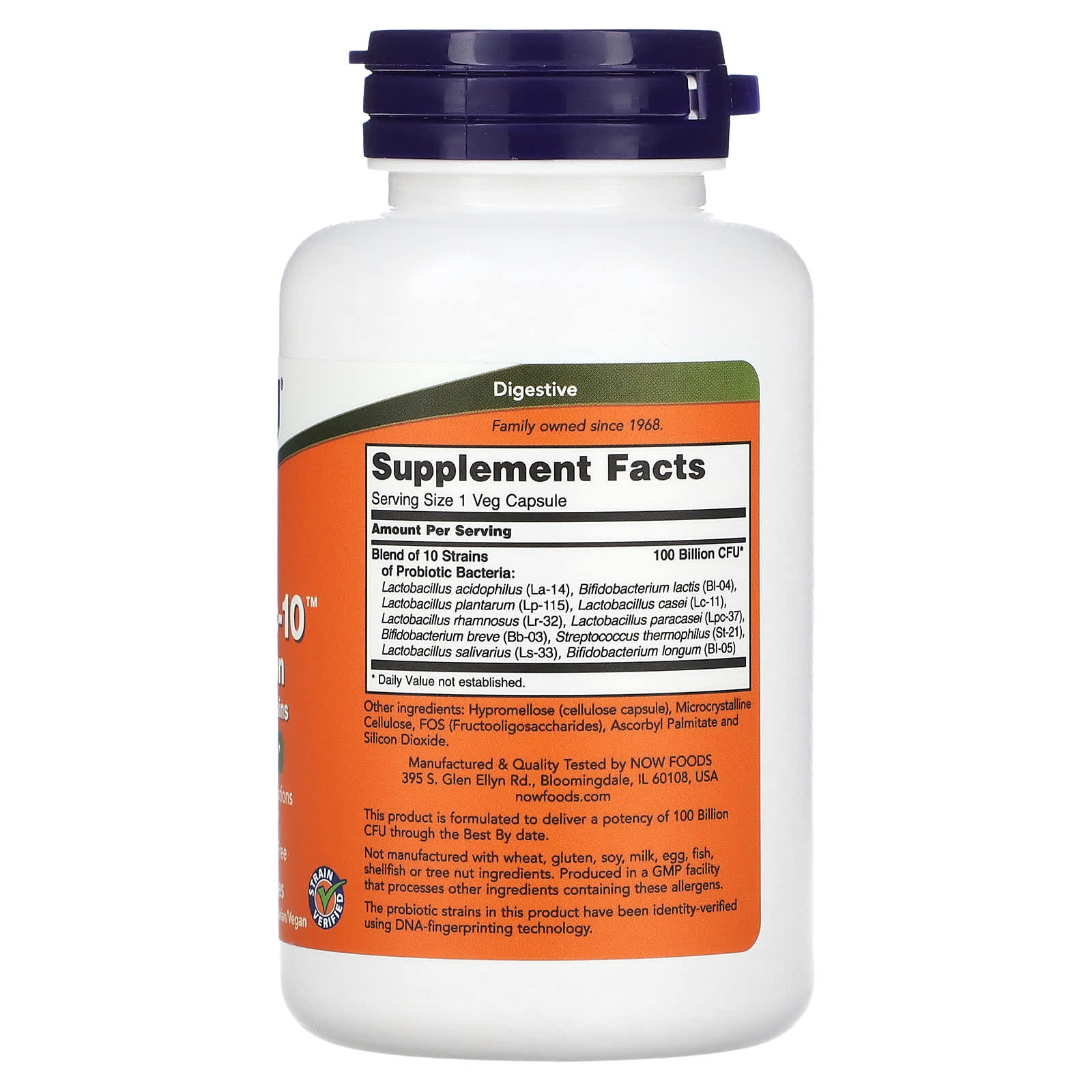 Now Foods, PROBIOTIC-10 100 BILLION, 60 Veg Caps UPC 733739029041 | HiLife Vitamins