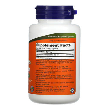 Now Foods, Acidophilus 2 Billion, 100 Veg Capsules UPC 733739029058 | HiLife Vitamins