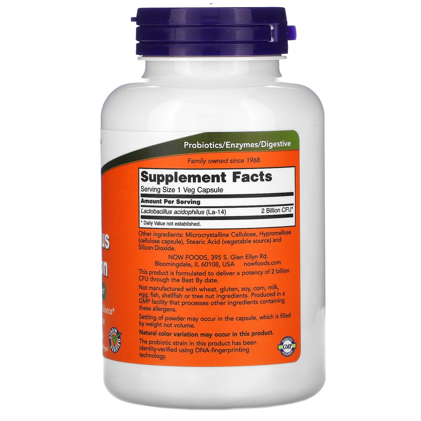 Now Foods, Acidophilus 2 Billion, 250 Veg Capsules UPC 733739029072 | HiLife Vitamins