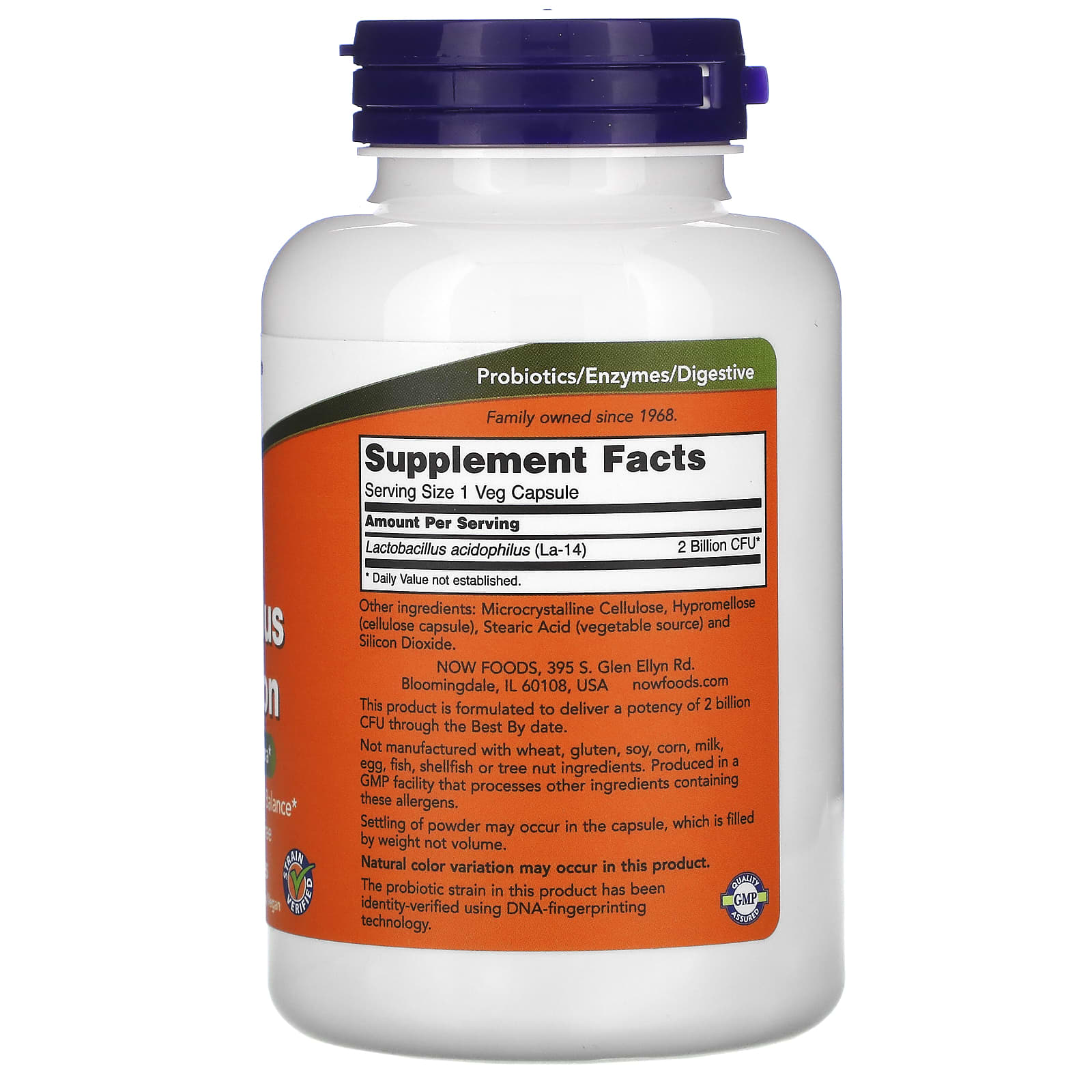 Now Foods, Acidophilus 2 Billion, 250 Veg Capsules UPC 733739029072 | HiLife Vitamins