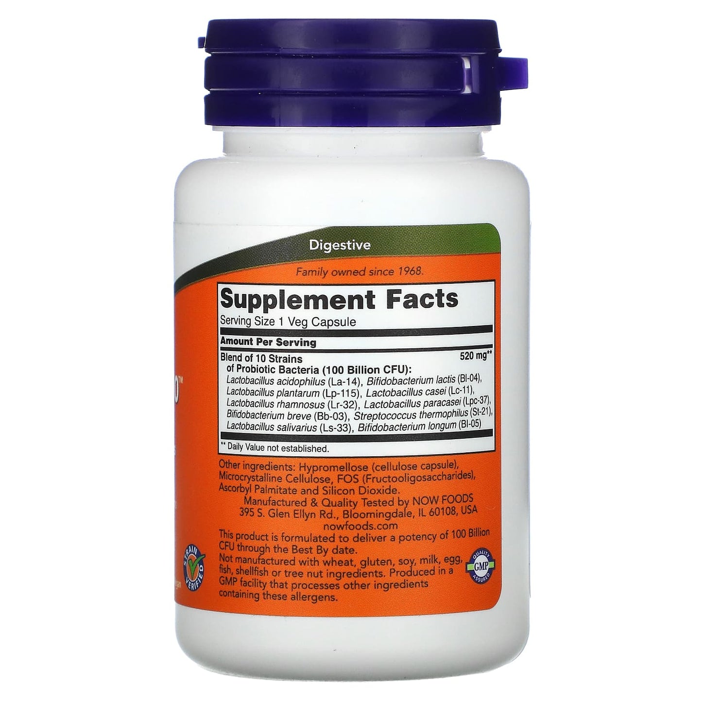 Now Foods, Probiotic 10 100 Billion, 30 Vegetarian Capsules UPC 733739029317 | HiLife Vitamins