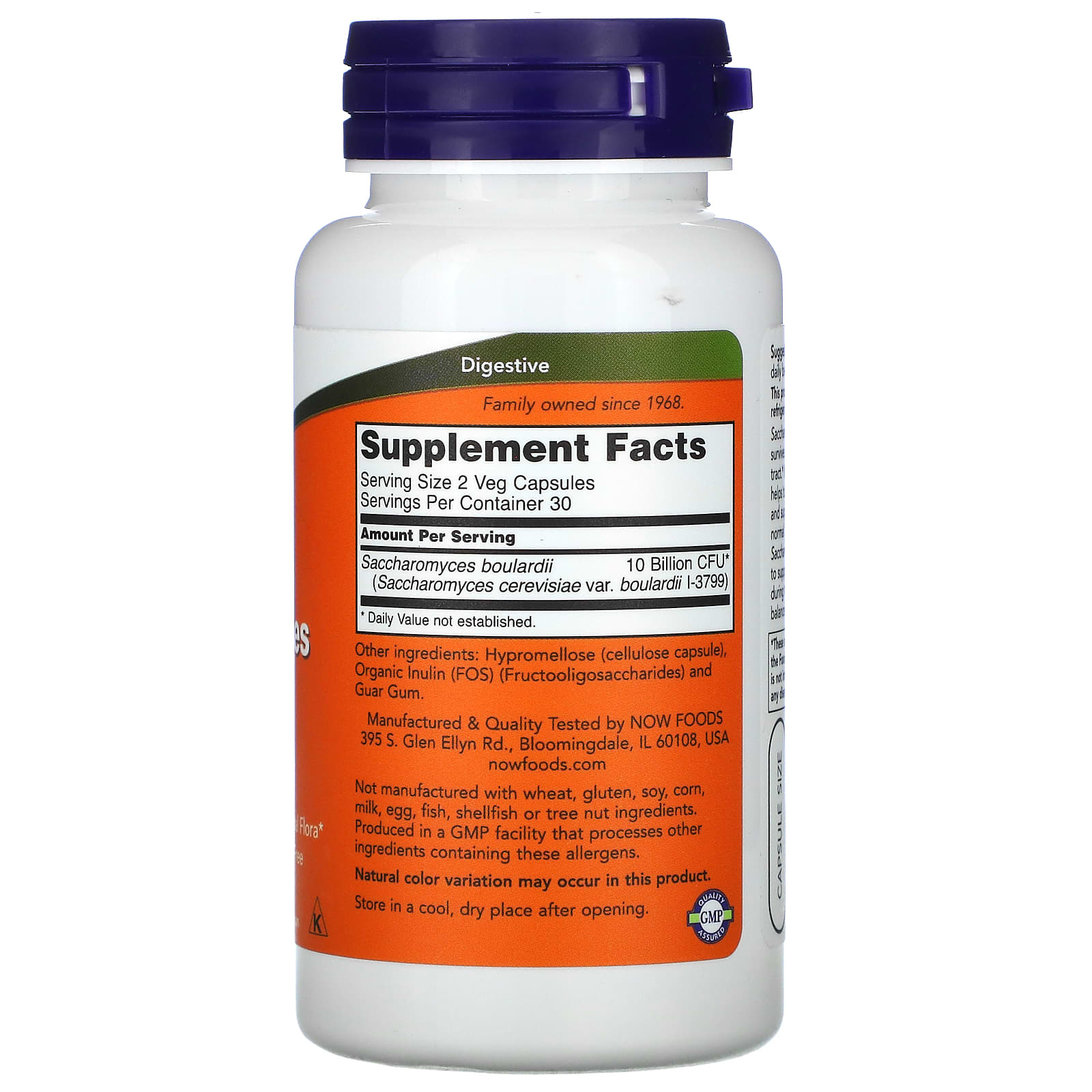 Now Foods, Saccharomyces Boulardii 5 Billion Cfu, 60 Veg Capsules UPC 733739029348 | HiLife Vitamins