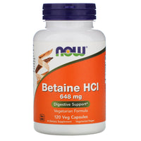 Now Foods, Betaine HCL, 648 mg, 120 Veg Capsules UPC 733739029386 | HiLife Vitamins