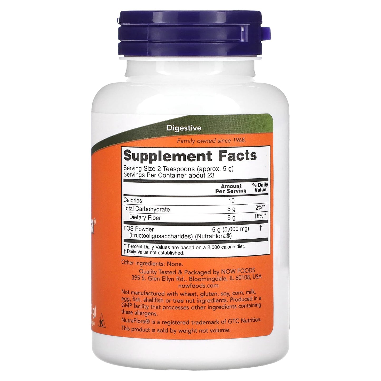 Now Foods, Nutraflora Fos, 4 OZ Powder UPC 733739029423 | HiLife Vitamins