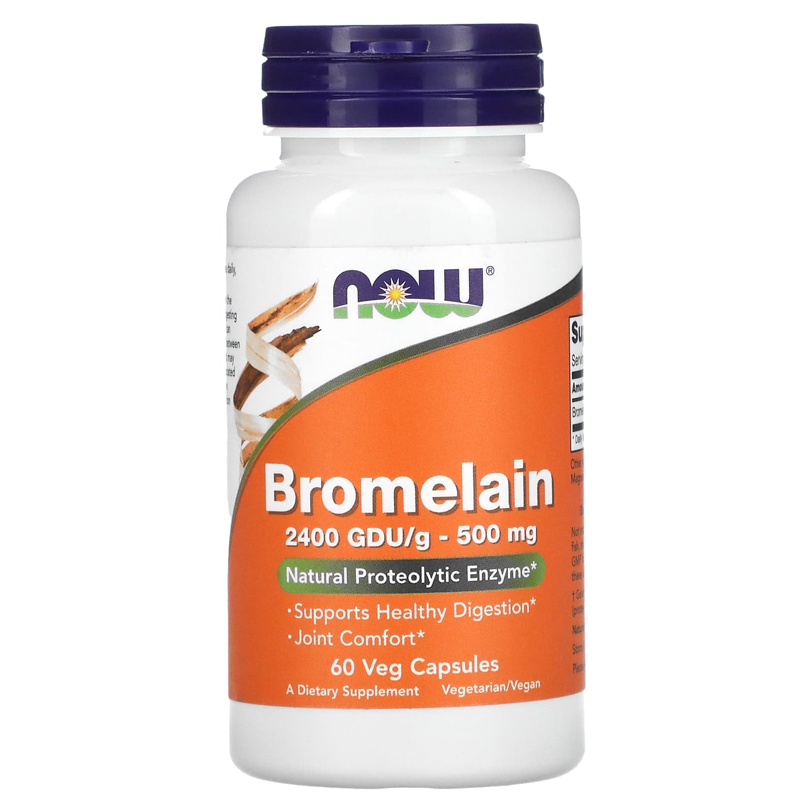 Now Foods, Bromelain 2400gdu/500 mg, 60 Veg Capsules - 733739029430 | Hilife Vitamins