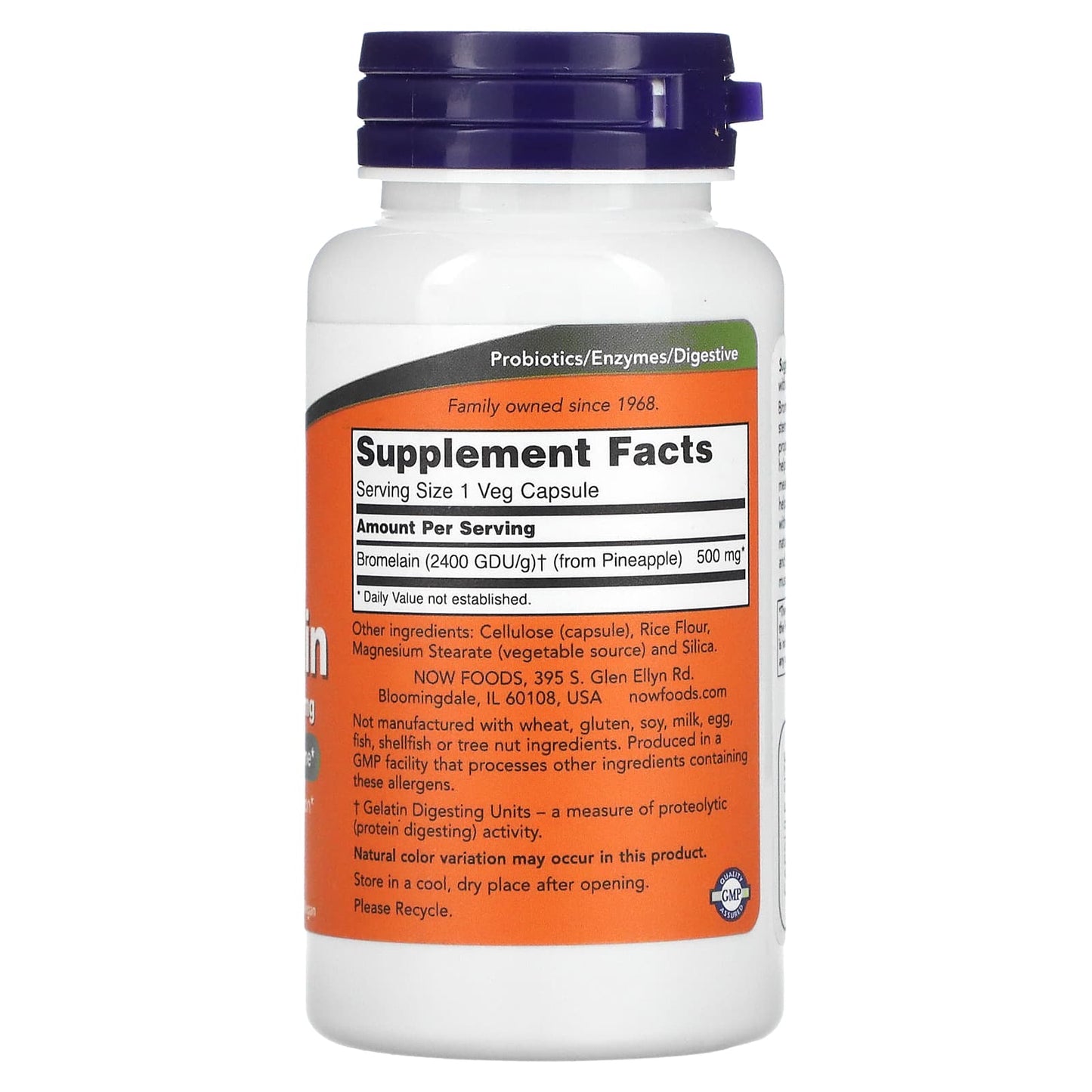 Now Foods, Bromelain 2400gdu/500 mg, 60 Veg Capsules - 733739029430 | Hilife Vitamins