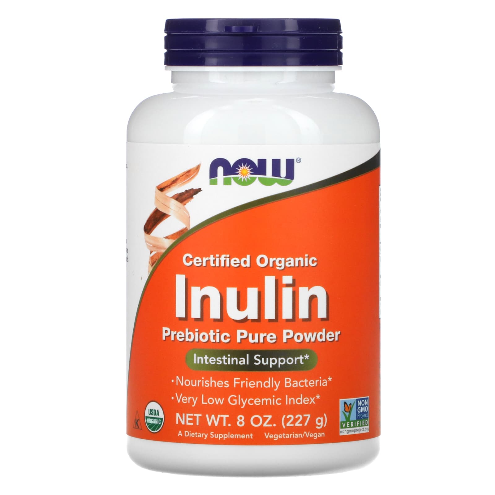 Now Foods, Certified Organic Inulin, Prebiotic Pure Powder, 8 oz UPC 733739029447 | HiLife Vitamins