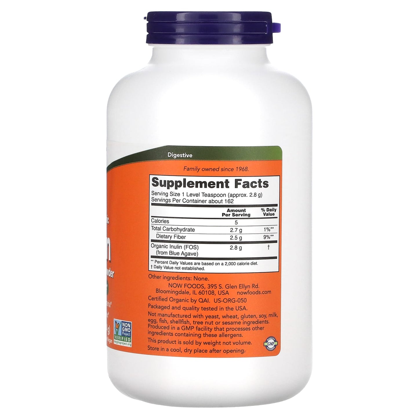 Now Foods, ORG INULIN POWDER, 1 LB UPC 733739029515 | HiLife Vitamins