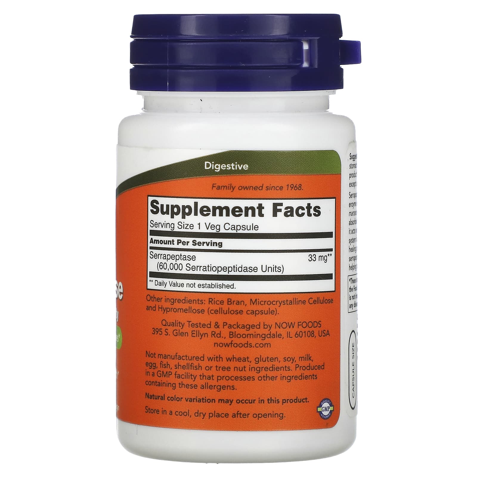 Now Foods, SERRAPEPTASE 60,000 SU, 60 VCAPS UPC 733739029737 | HiLife Vitamins