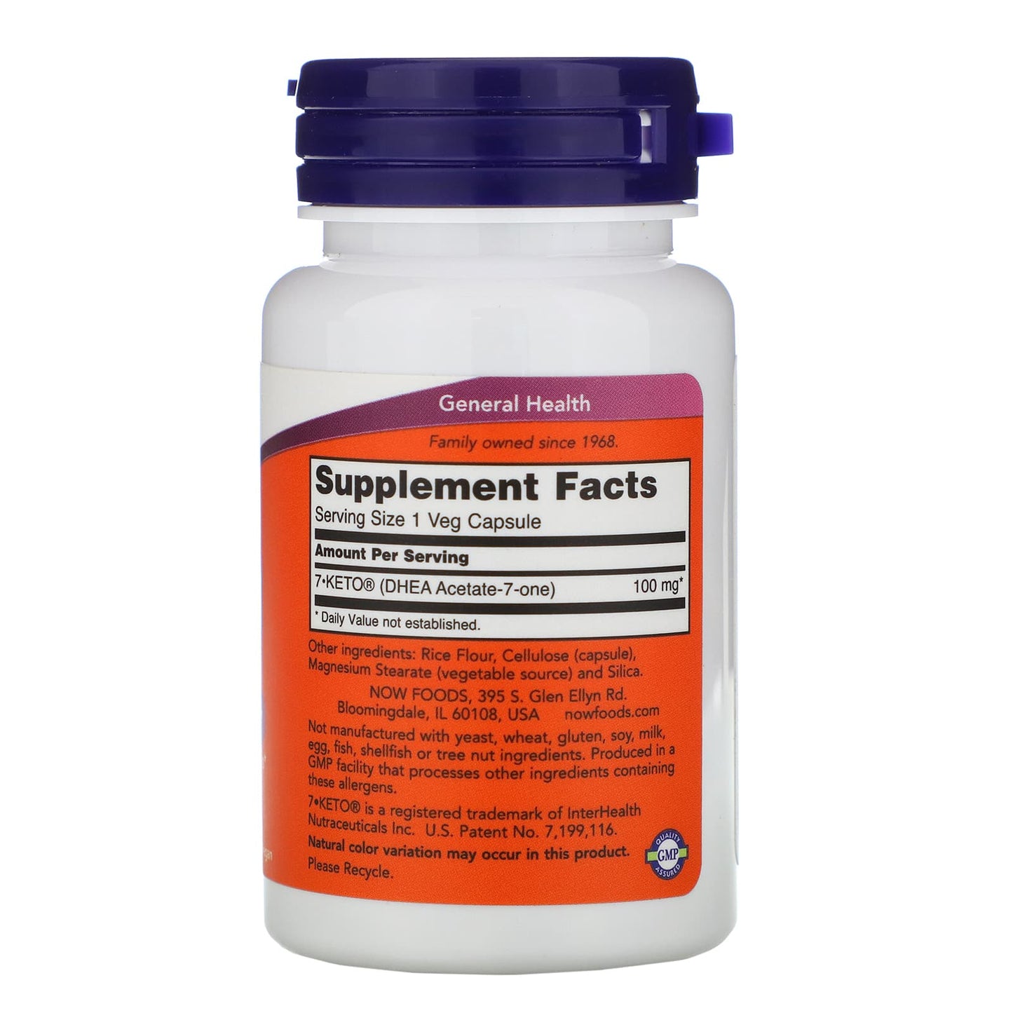 Now Foods, 7-Keto 100mg, 60 Vegetarian Capsules UPC 733739030139 | HiLife Vitamins