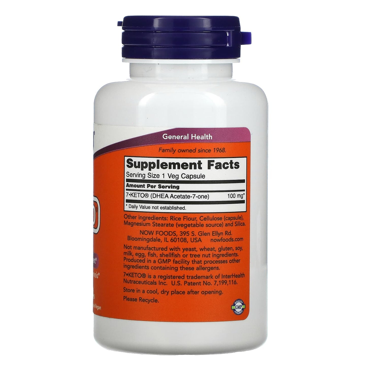 Now Foods, 7-Keto 100 mg, 120 Vegetarian Capsules UPC 733739030146 | HiLife Vitamins