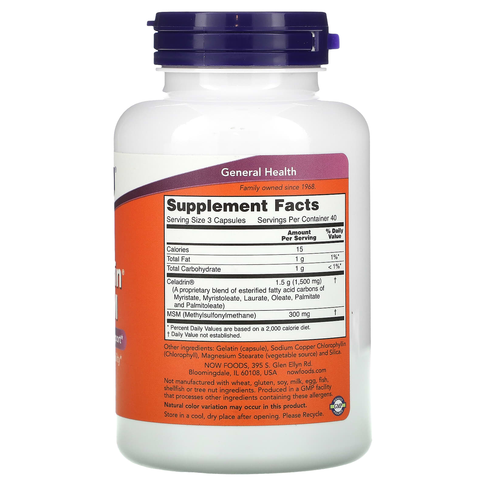 Now Foods, Celadrin With Msm, 120 Capsules UPC 733739030160 | HiLife Vitamins