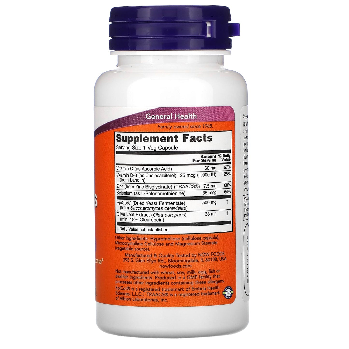 Now Foods, Epicor® Plus Immunity, 60 Vegetarian Capsules UPC 733739030375 | HiLife Vitamins