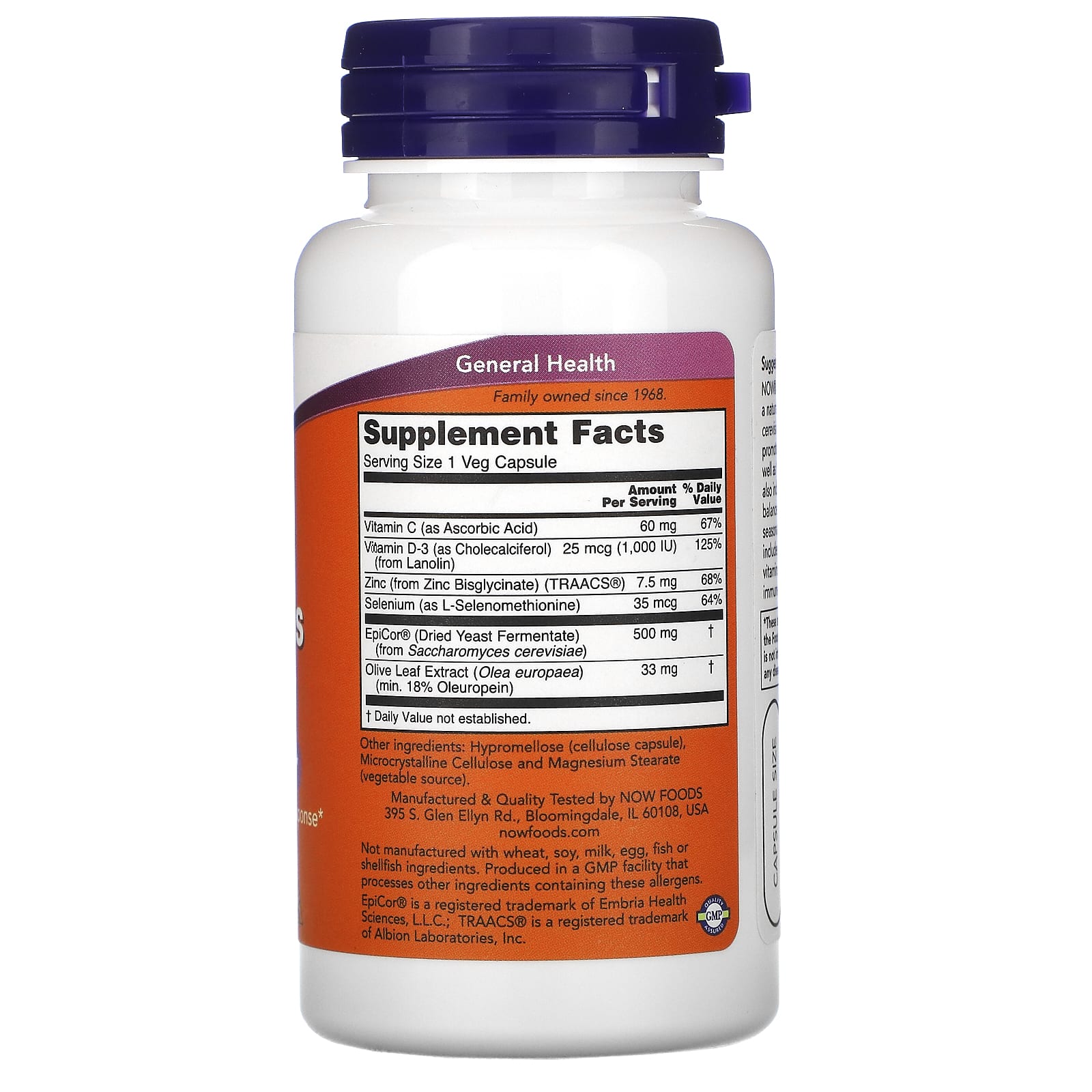 Now Foods, Epicor® Plus Immunity, 60 Vegetarian Capsules UPC 733739030375 | HiLife Vitamins