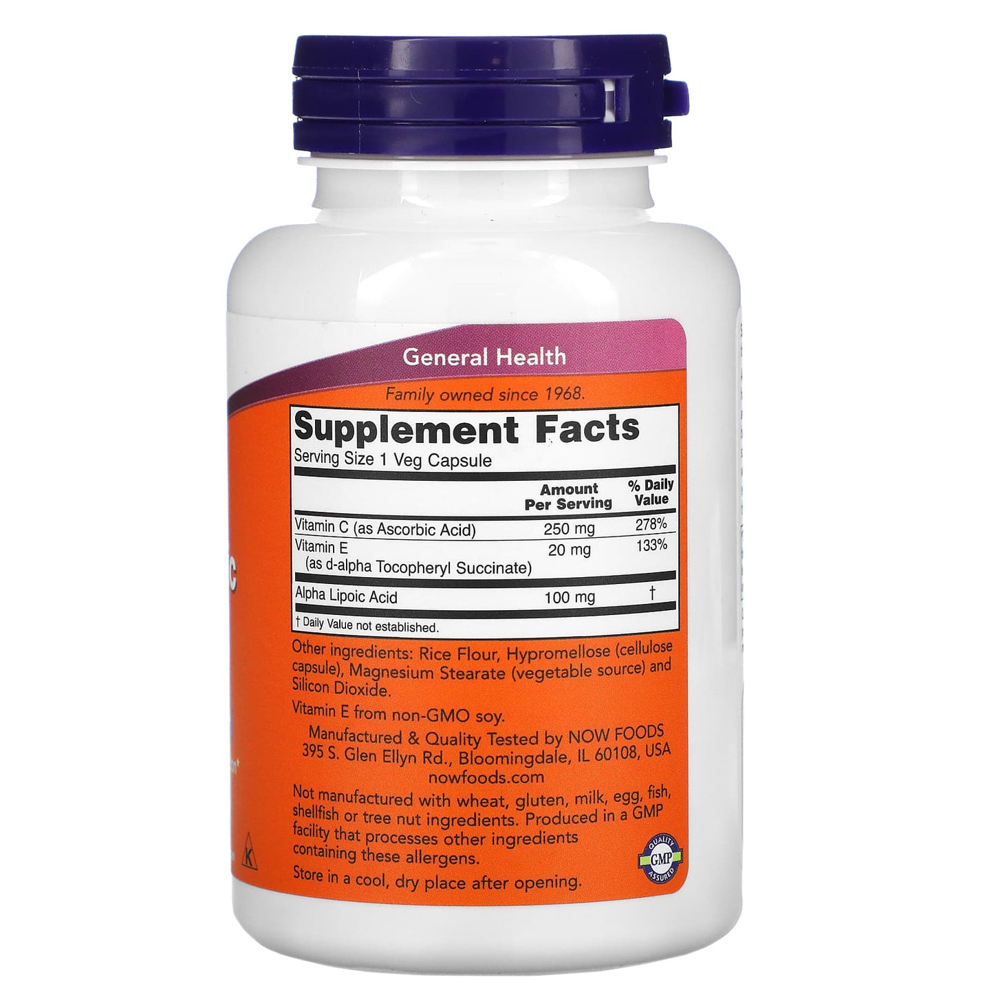 Now Foods, Alpha Lipoic Acid 100 mg, 120 Veg Capsules UPC 733739030412 | HiLife Vitamins