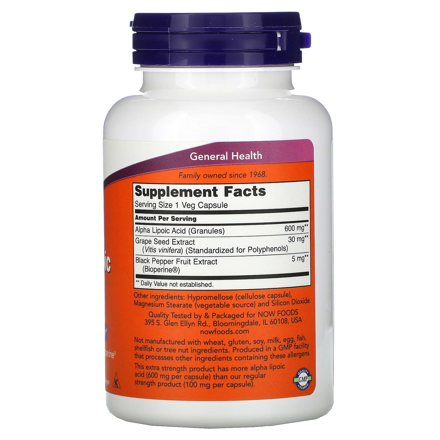 Now Foods, Alpha Lipoic Acid 600 mg, 120 Veg Capsules UPC 733739030450 | HiLife Vitamins