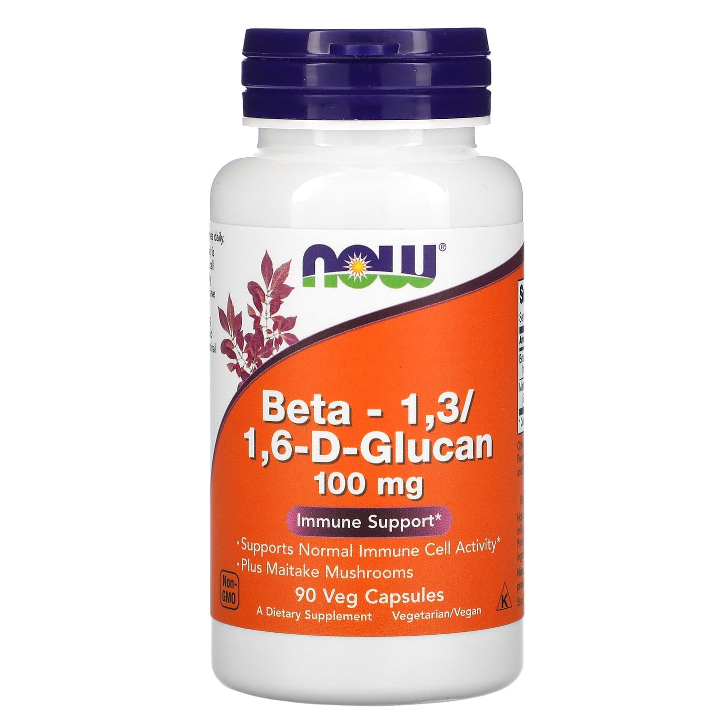 Now Foods, Beta 1,3/1,6 Glucan 100mg, 90 Vegetarian Capsules UPC 733739030542 | HiLife Vitamins