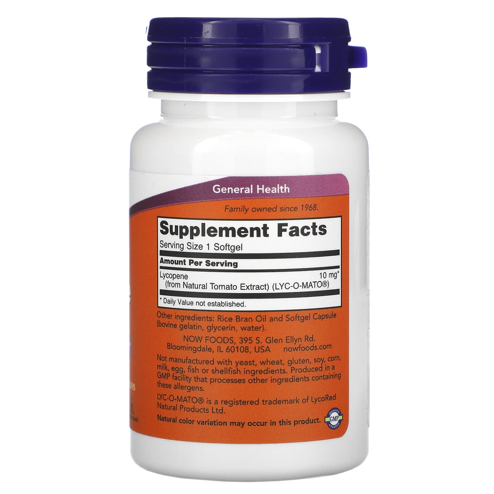 Now Foods, Lycopene 10 mg, 60 Softgels - 733739030603 | Hilife Vitamins