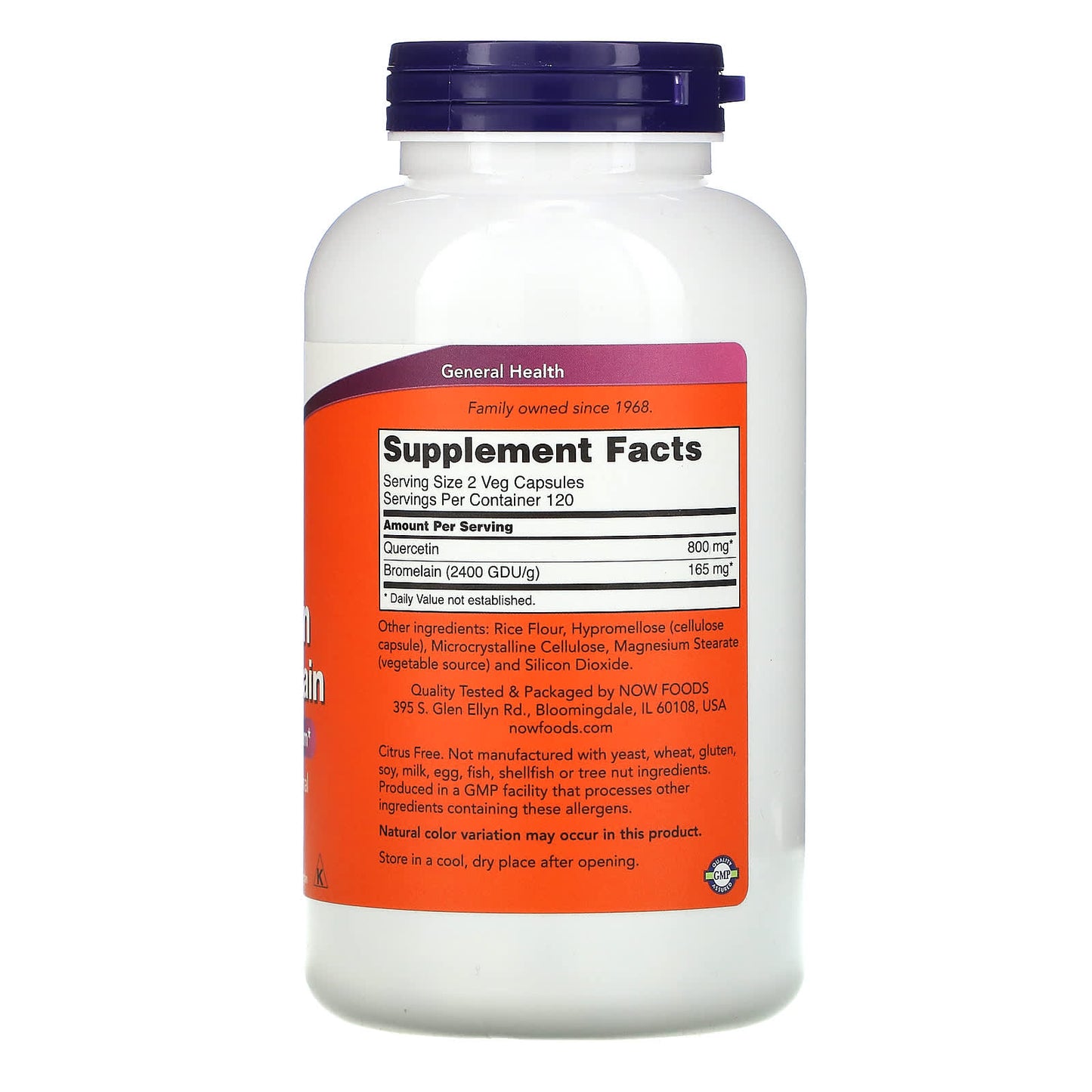 Now Foods, Quercetin With Bromelain, 240 Veg Capsules UPC 733739030719 | HiLife Vitamins
