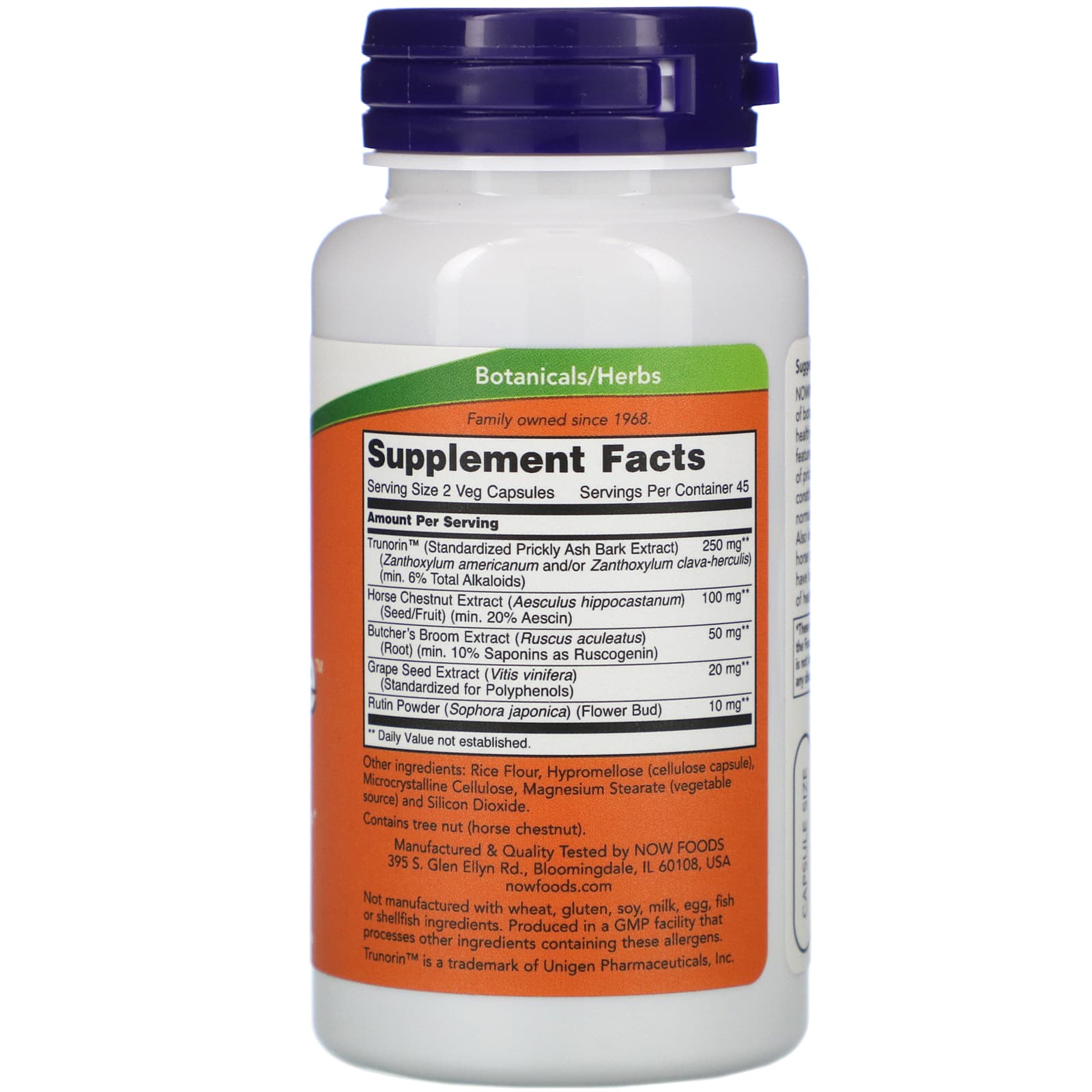 Now Foods, Vein Supreme 90, 90 Vegetarian Capsules UPC 733739031235 | HiLife Vitamins