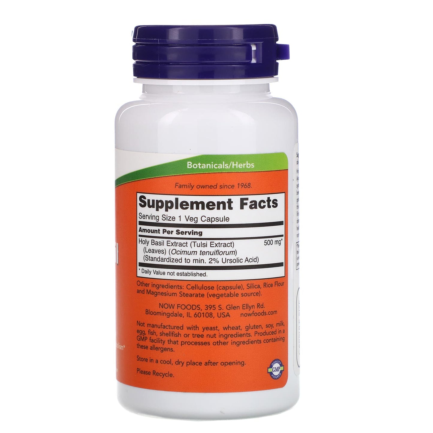 Now Foods, Holy Basil Extract 90, 90 Vegetarian Capsules UPC 733739031242 | HiLife Vitamins