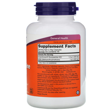 Now Foods, Vegetarian Glucosamine & MSM, 120 Veg Capsules UPC 733739031303 | HiLife Vitamins