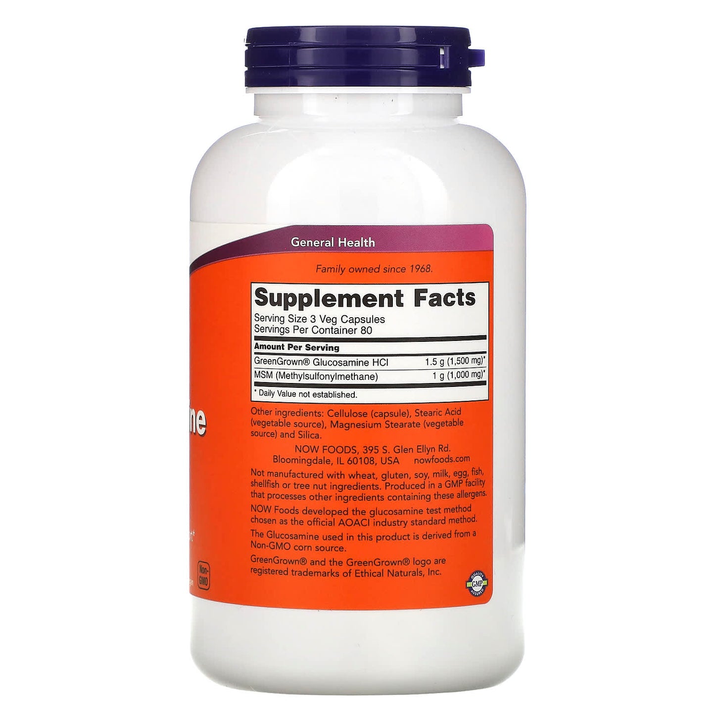 Now Foods, Veg Gluc & Msm 500/500 240, 240 Vegetarian Capsules UPC 733739031310 | HiLife Vitamins