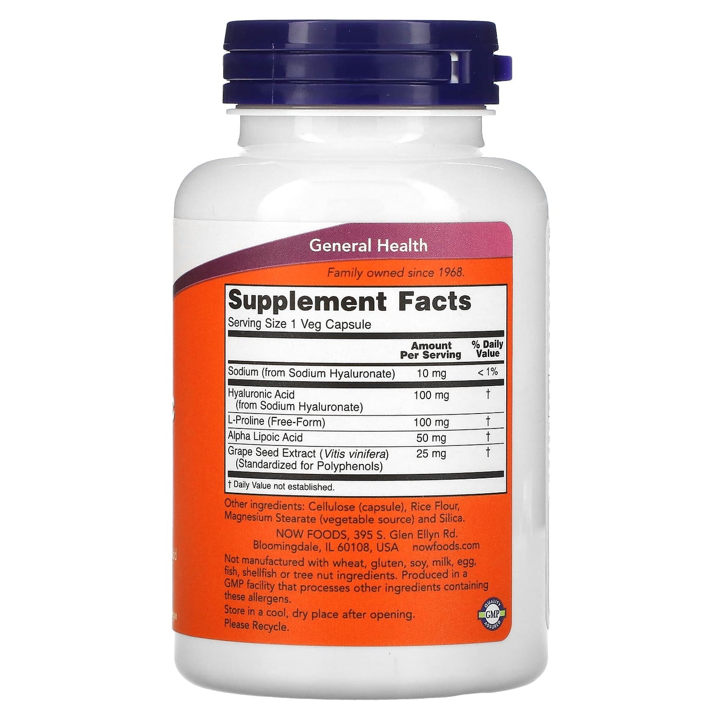 Now Foods, Hyaluronic Acid Double Strength 100 mg, 120 Vegetarian Capsules UPC 733739031518 | HiLife Vitamins
