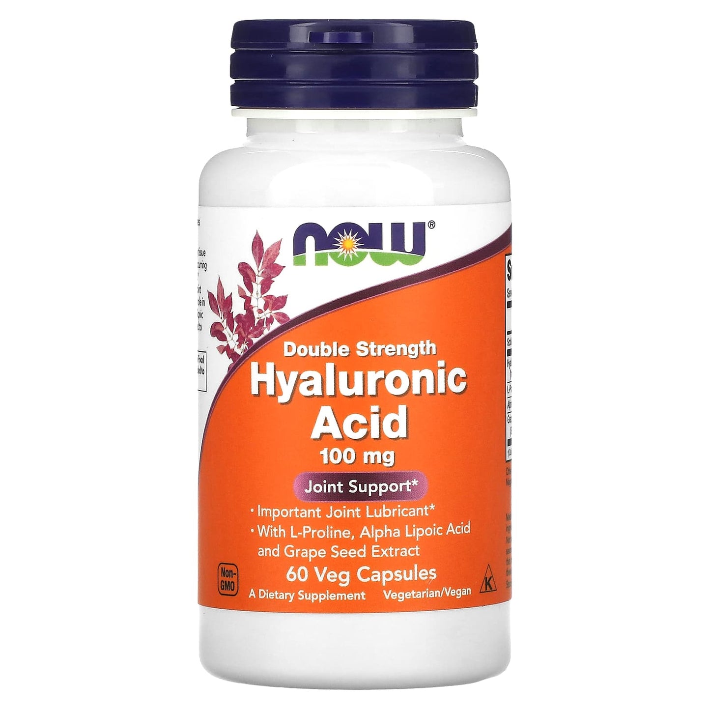 Now Foods, Hyaluronic Acid, Double Strength, 100 mg, 60 Veg Capsules - 733739031556 | Hilife Vitamins