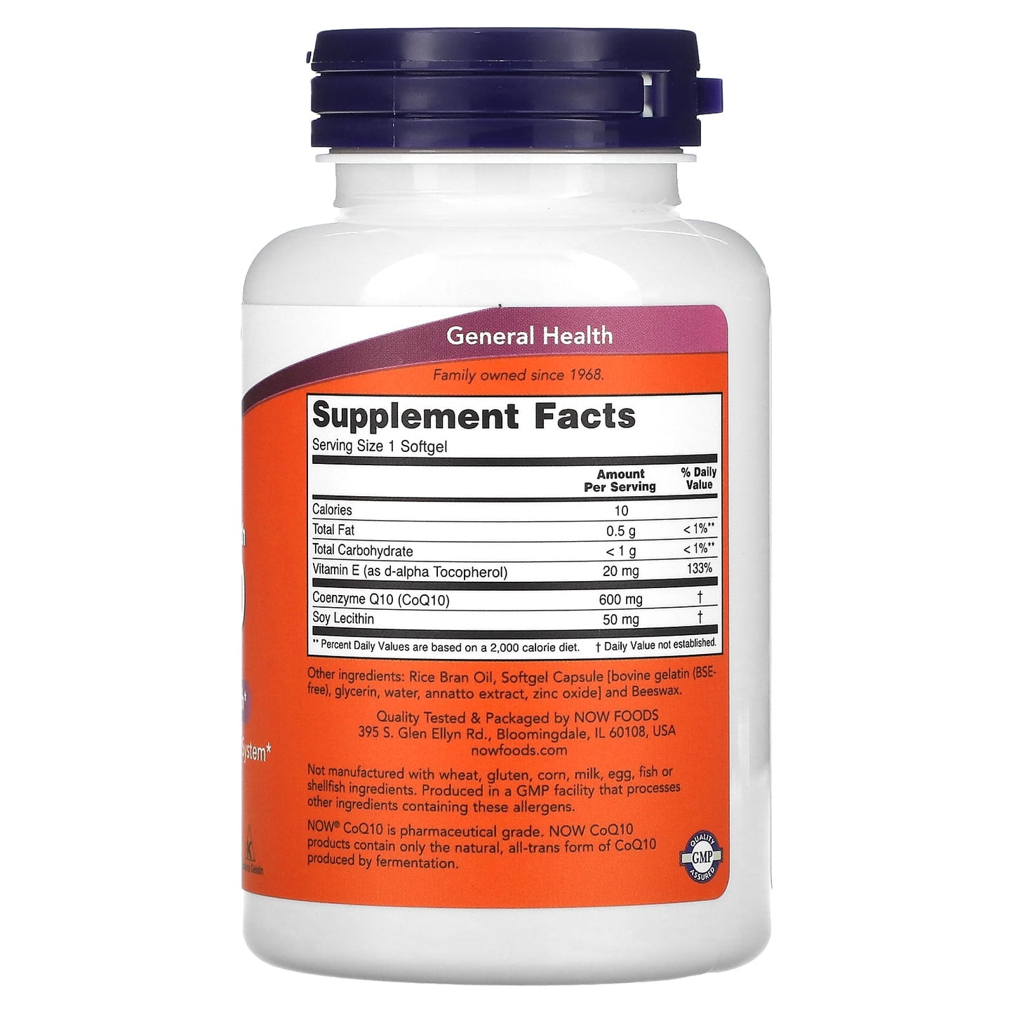 Now Foods, Coq 10 600 mg, 60 Softgels UPC 733739031822 | HiLife Vitamins