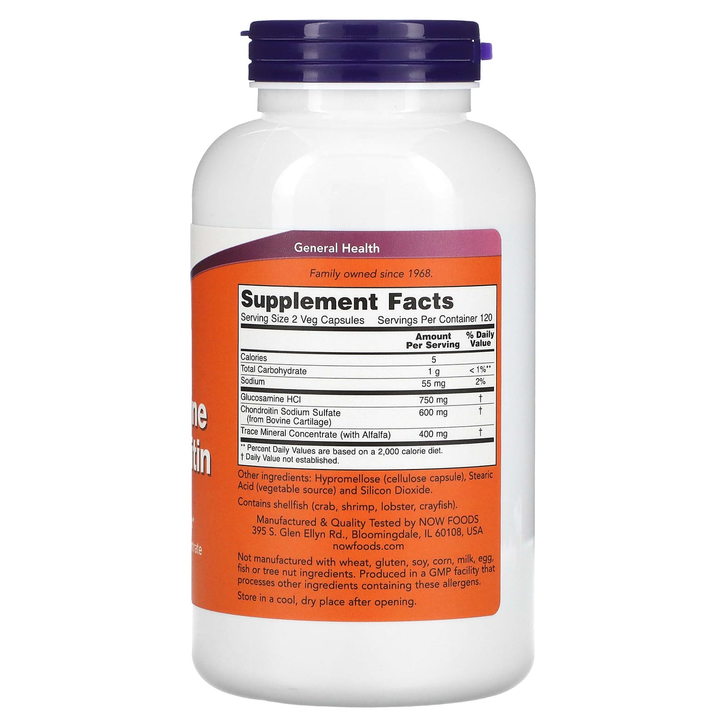 Now Foods, Glucosamine & Chondroitin, 240 Veg Capsules UPC 733739032294 | HiLife Vitamins