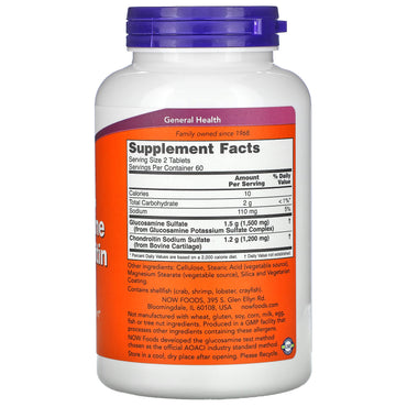 Now Foods, Extra Strength Glucosamine & Chondroitin, 120 Tablets UPC 733739032430 | HiLife Vitamins