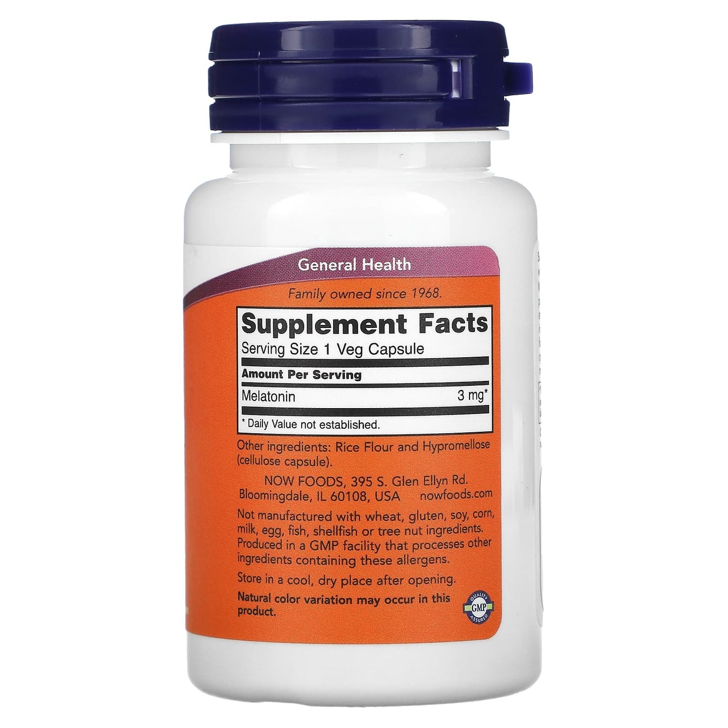 Now Foods, Melatonin 3 mg, 60 Capsules UPC 733739032553 | HiLife Vitamins