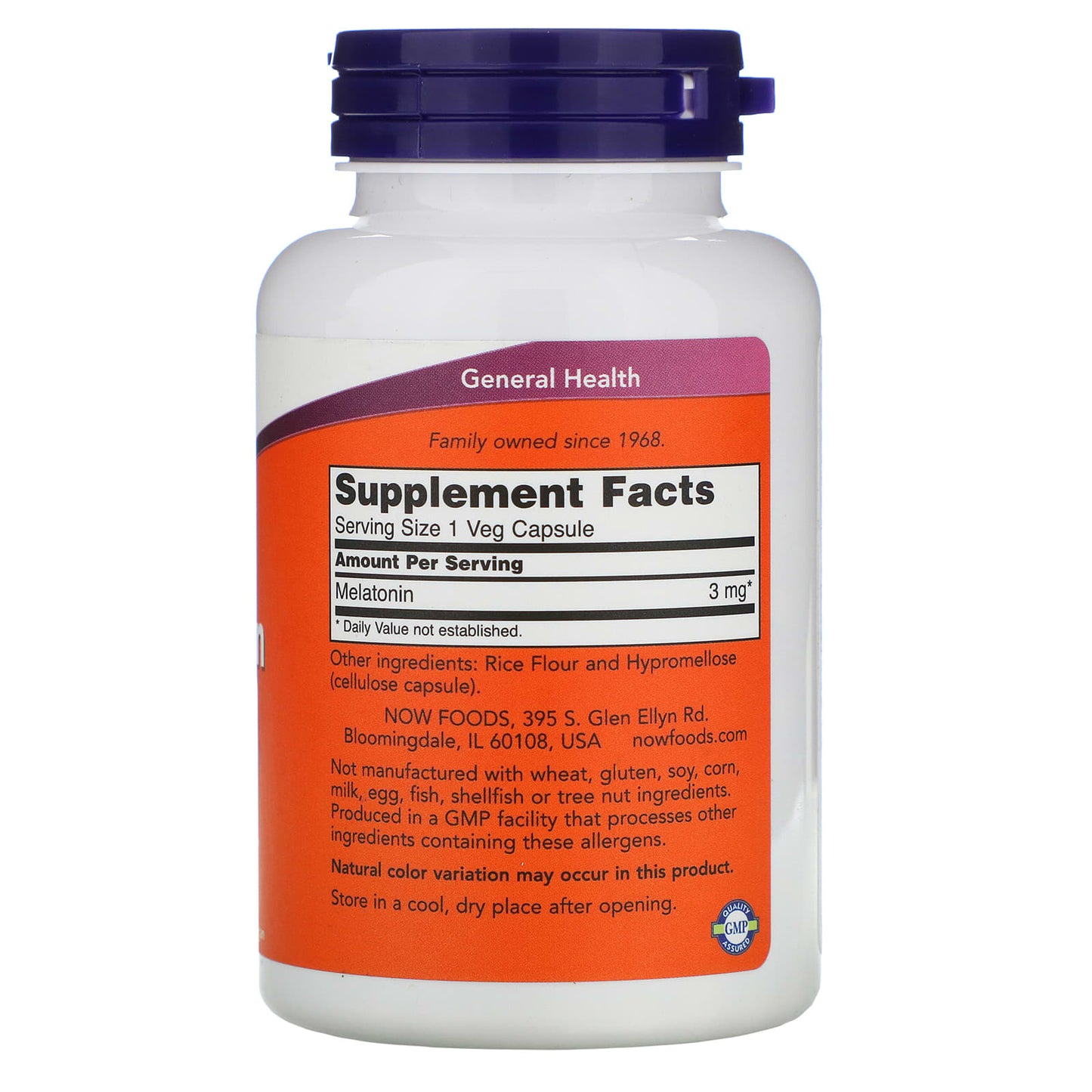 Now Foods, Melatonin 3 mg, 180 Capsules UPC 733739032577 | HiLife Vitamins
