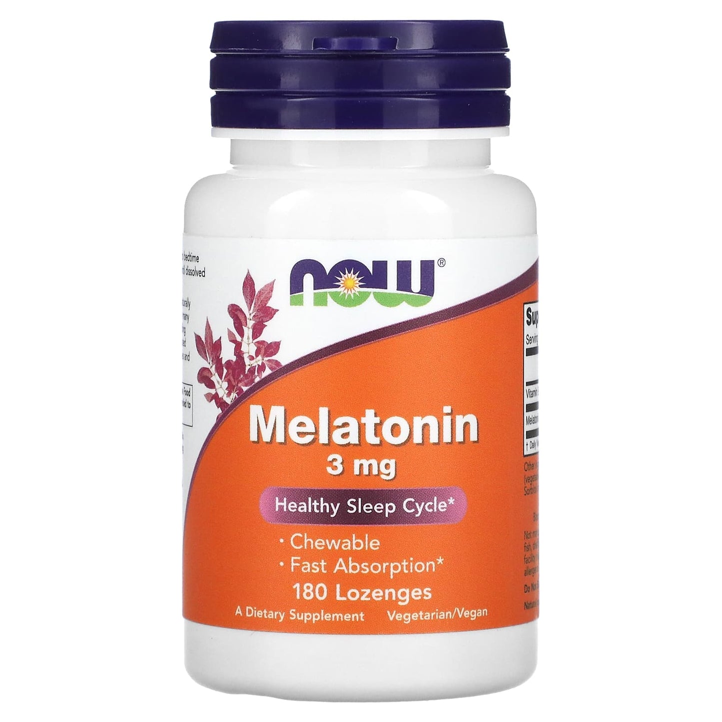 Now Foods, Melatonin 3 mg, 180 Lozenges UPC 733739032591 | HiLife Vitamins