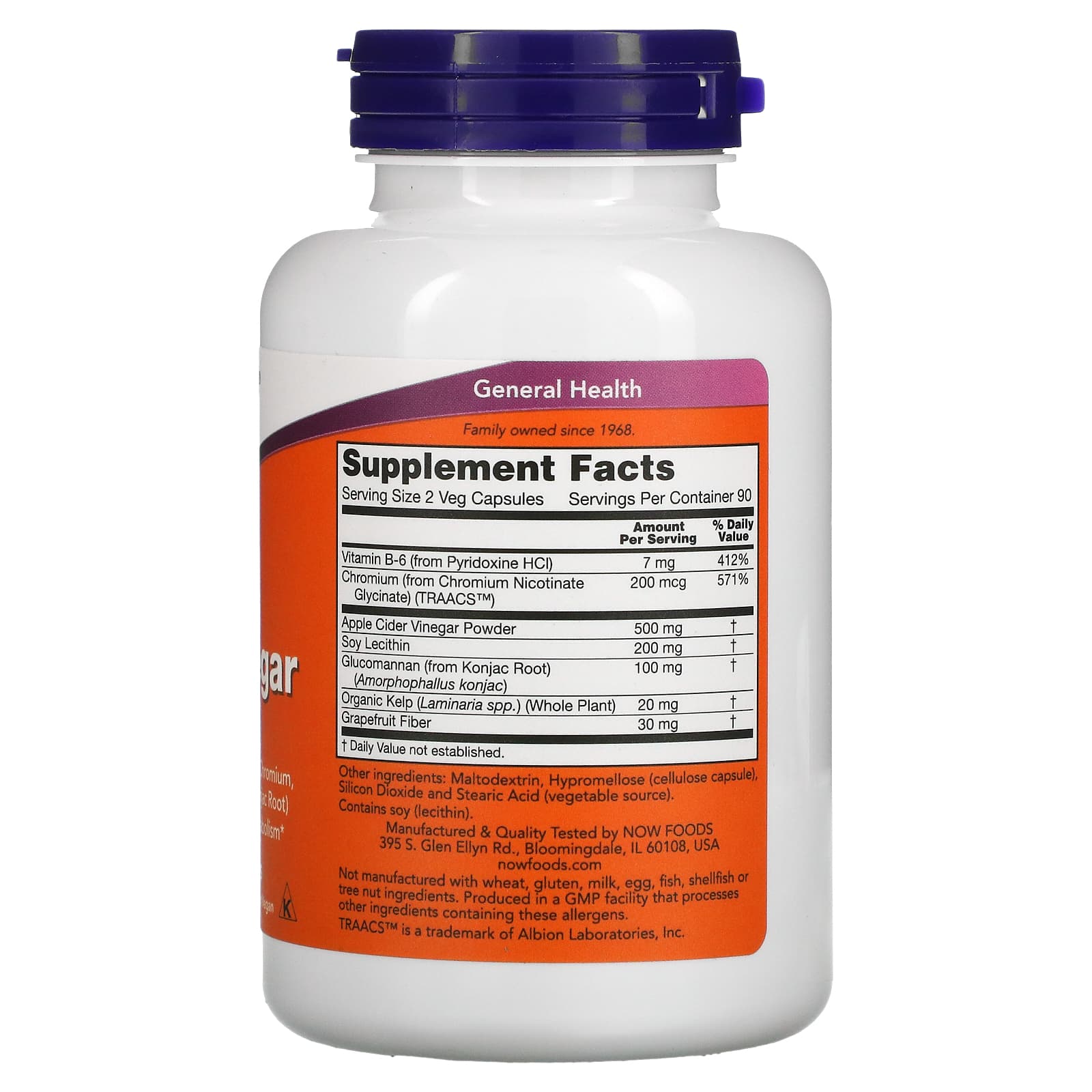 Now Foods, CIDER VINEGAR DIET, 180 Capsules UPC 733739033161 | HiLife Vitamins