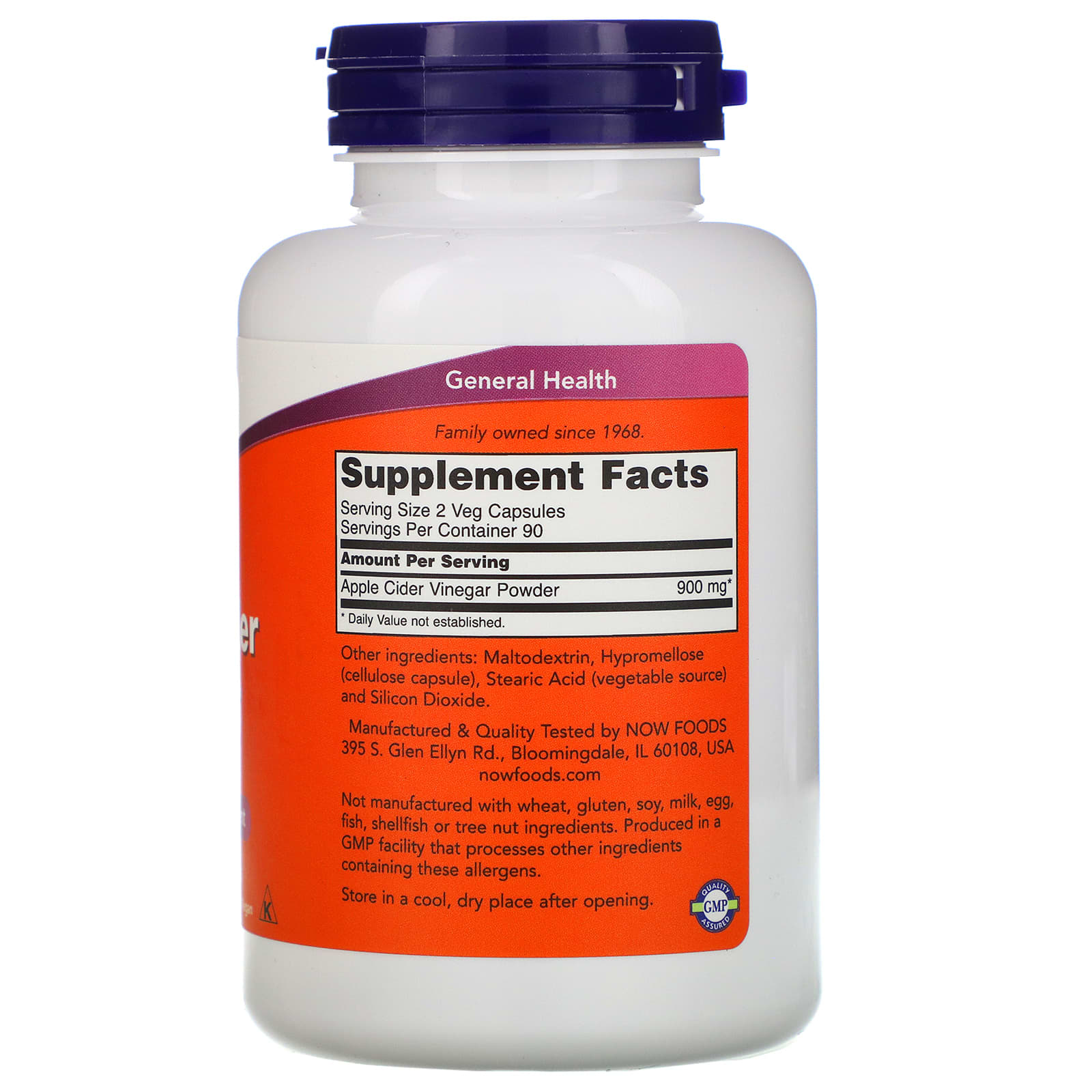 Now Foods, Apple Cider Vinegar 450 mg, 180 Capsules UPC 733739033178 | HiLife Vitamins