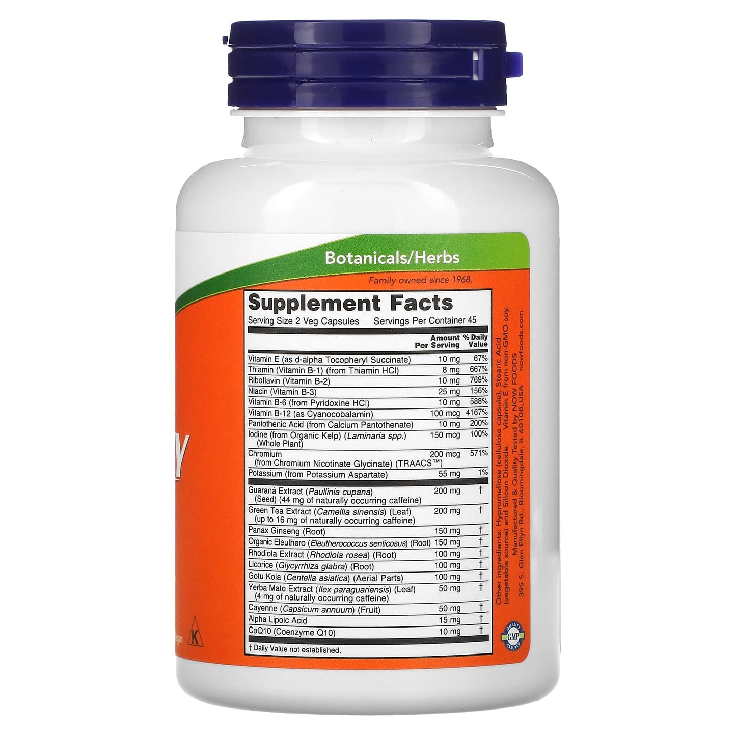 Now Foods, Energy, 90 Capsules UPC 733739033260 | HiLife Vitamins
