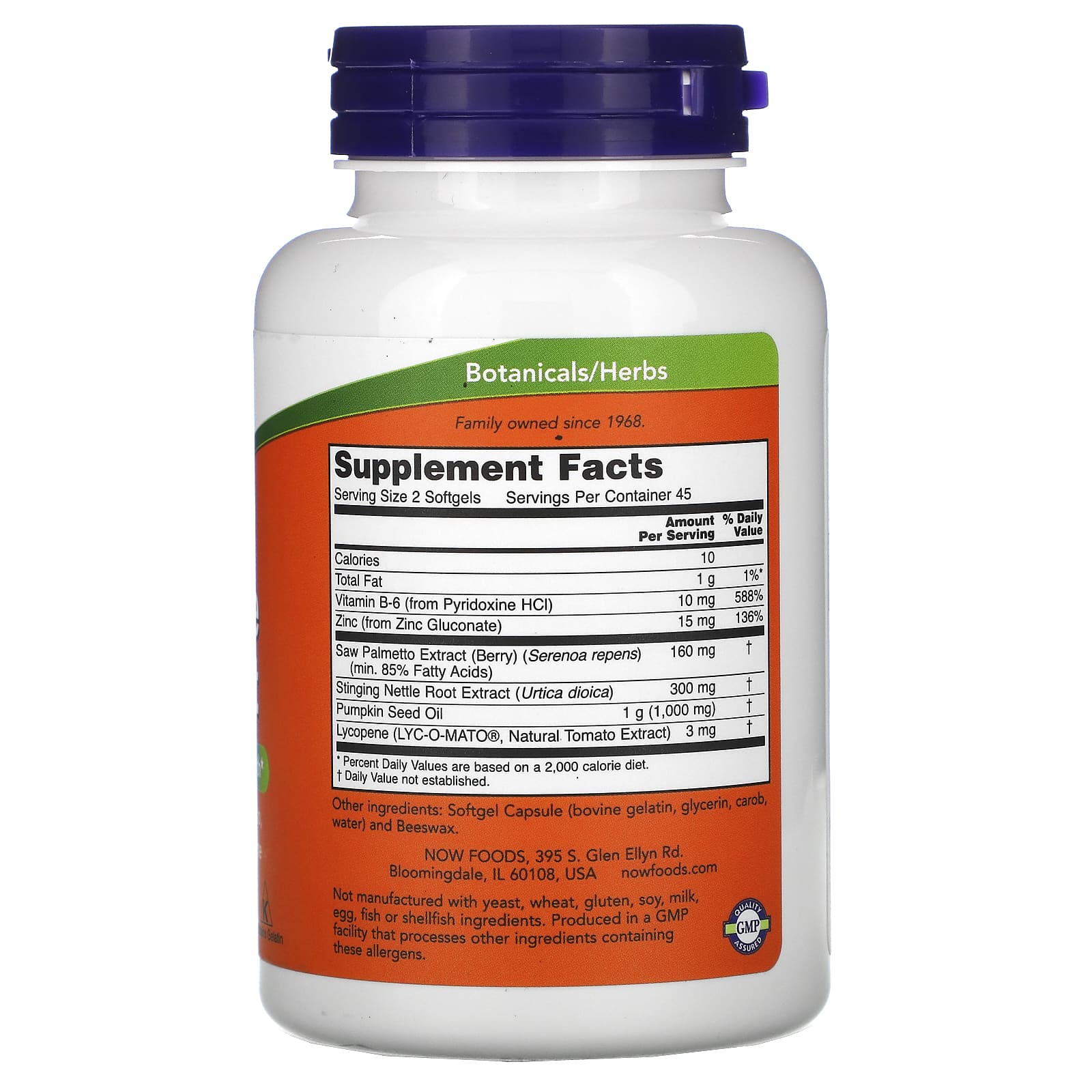 Now Foods, Prostate Support, 90 Softgels UPC 733739033406 | HiLife Vitamins