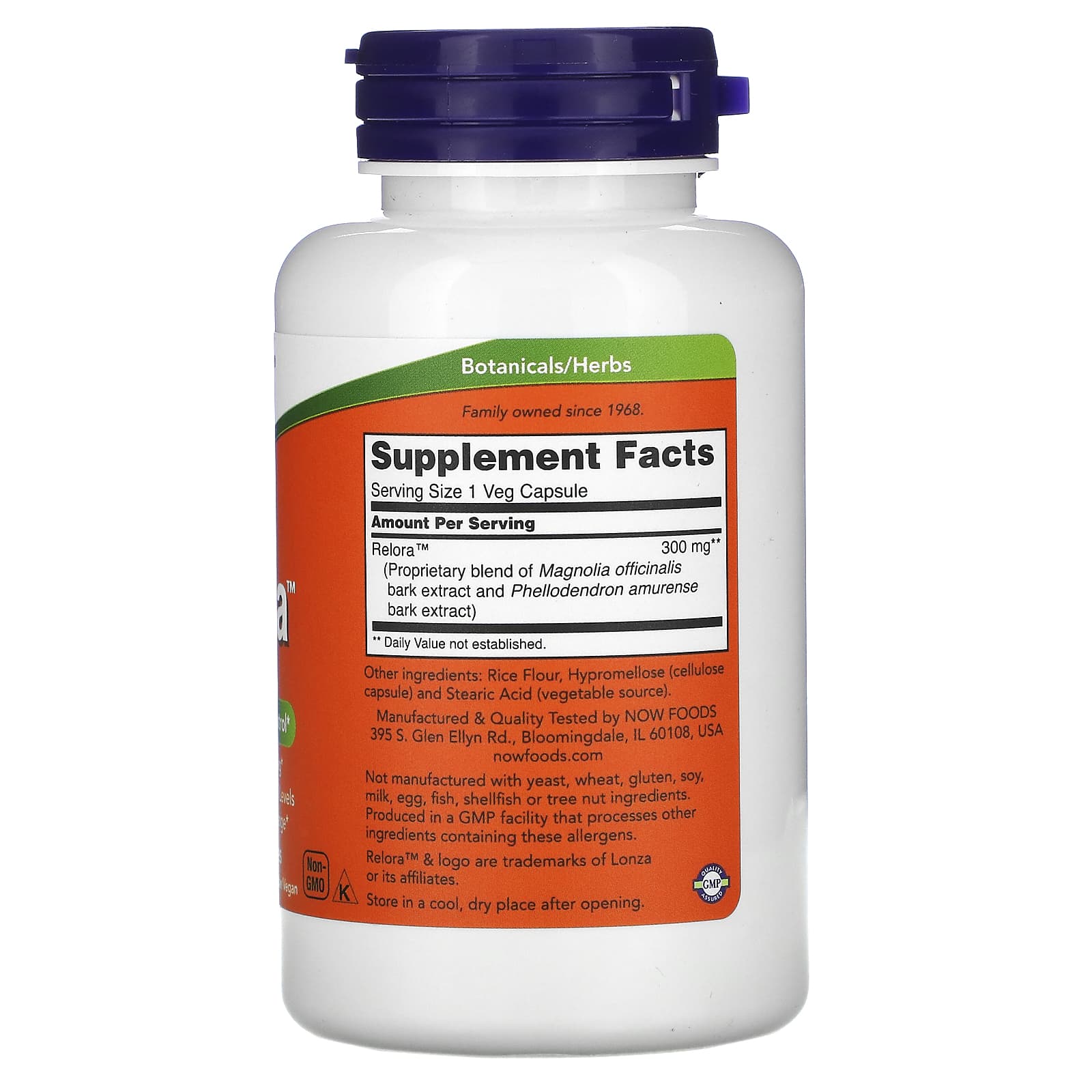 Now Foods, Relora 300 120, 120 Vegetarian Capsules UPC 733739033437 | HiLife Vitamins