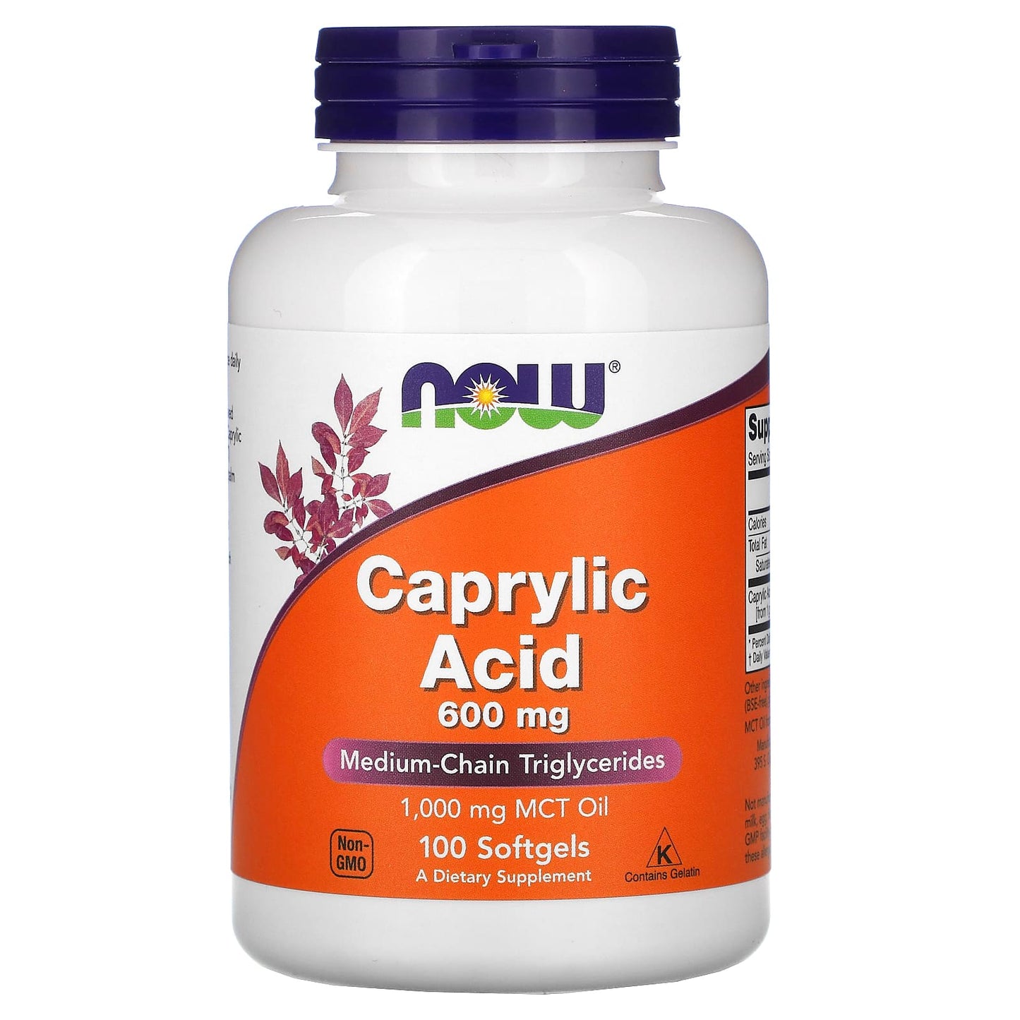Now Foods, Caprylic Acid 600 mg, 100 Softgels UPC 733739033475 | HiLife Vitamins