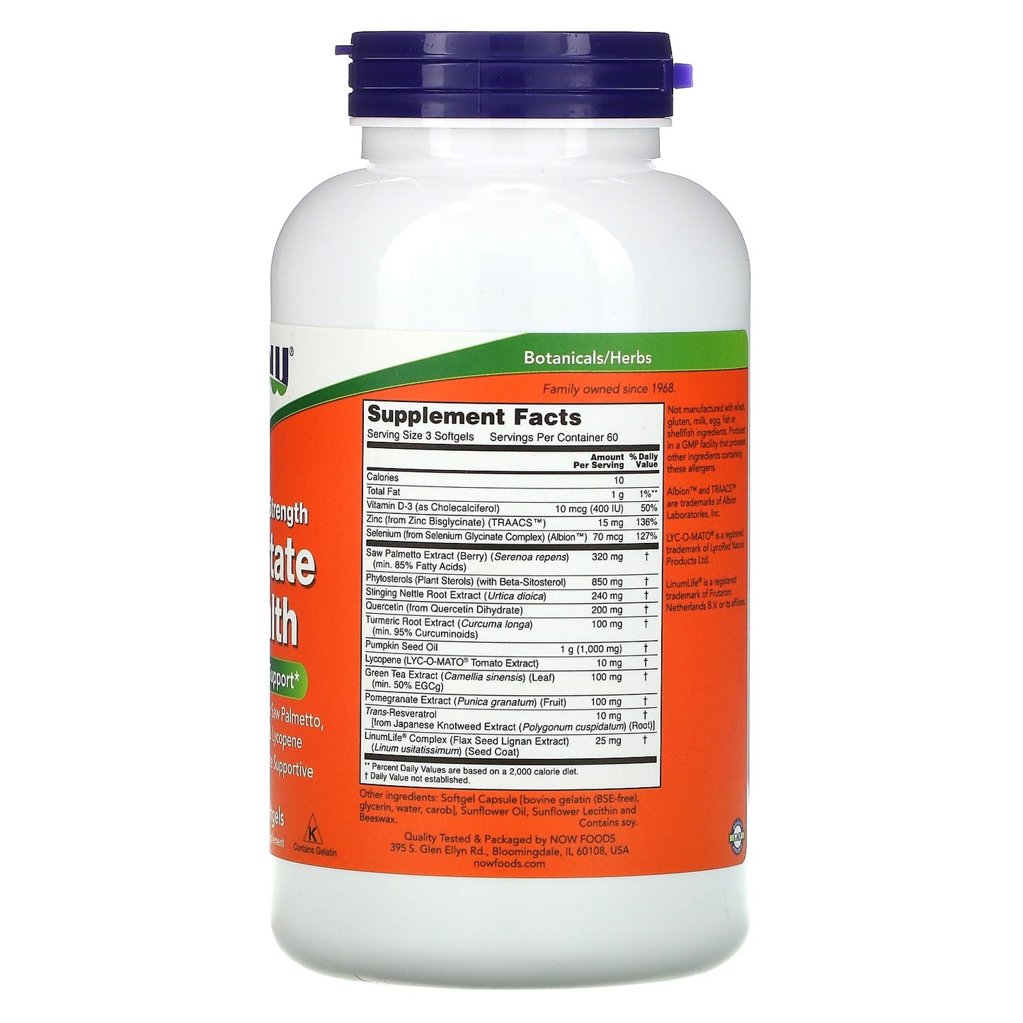 Now Foods, Prostate Health Clinical Strength, 180 Softgels UPC 733739033499 | HiLife Vitamins