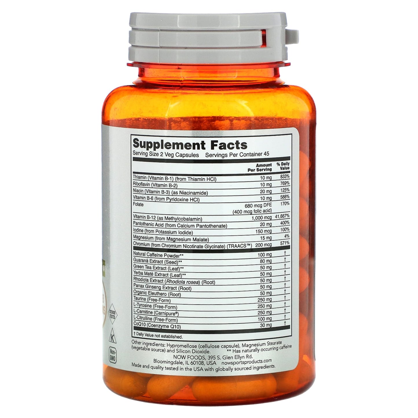 Now Foods, Sports Energy Extreme, 90 Veg Capsules UPC 733739033529 | HiLife Vitamins