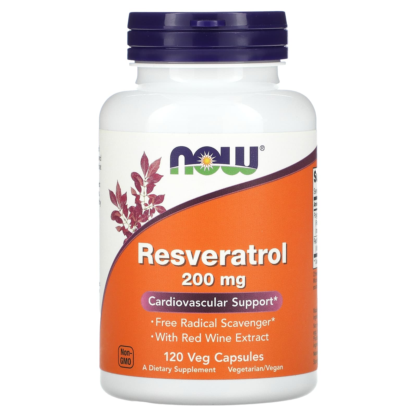 Now Foods, Natural Resveratrol, 200 mg, 120 Veg Capsules UPC 733739033543 | HiLife Vitamins