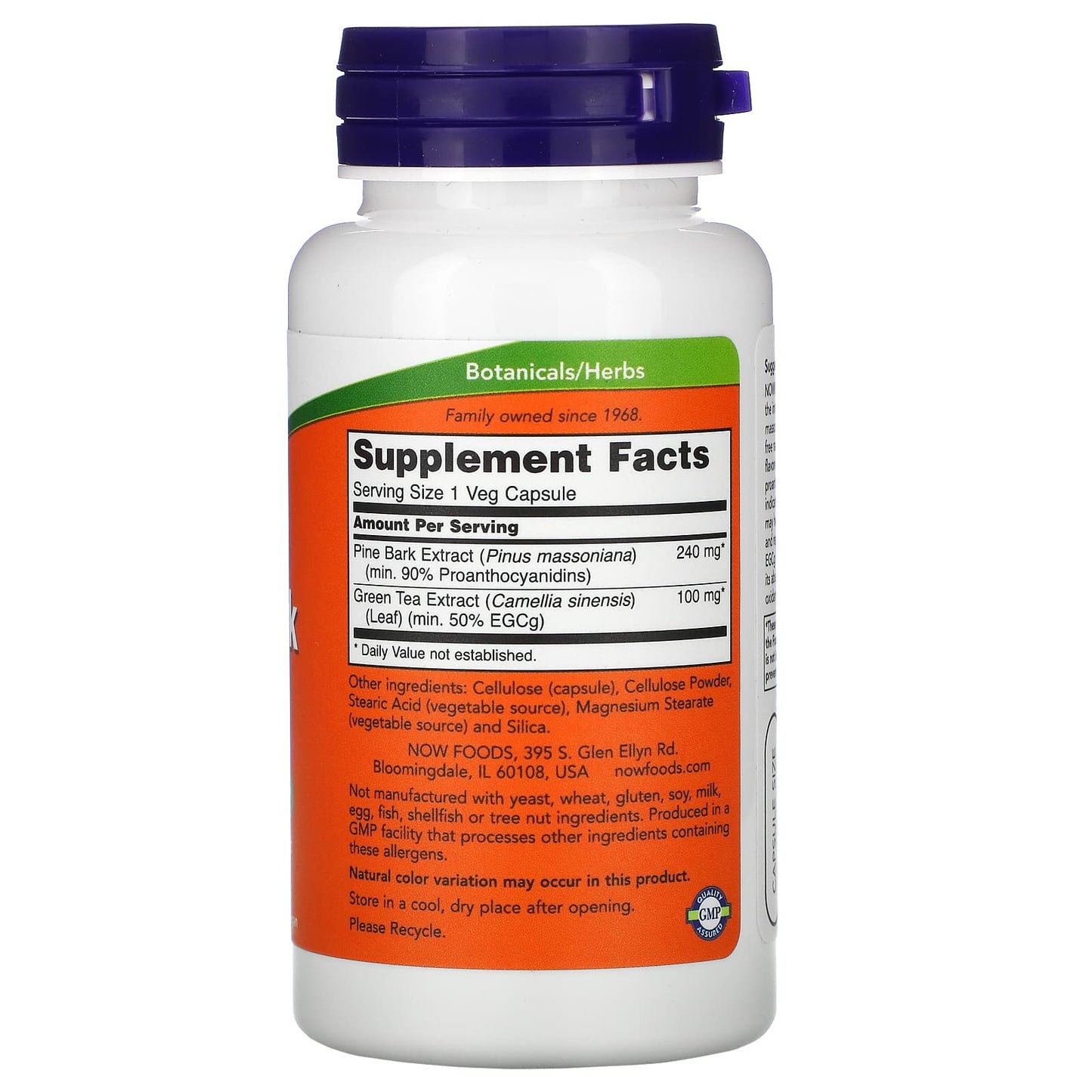 Now Foods, Pine Bark Extract 240mg, 90 Vegetarian Capsules UPC 733739033642 | HiLife Vitamins