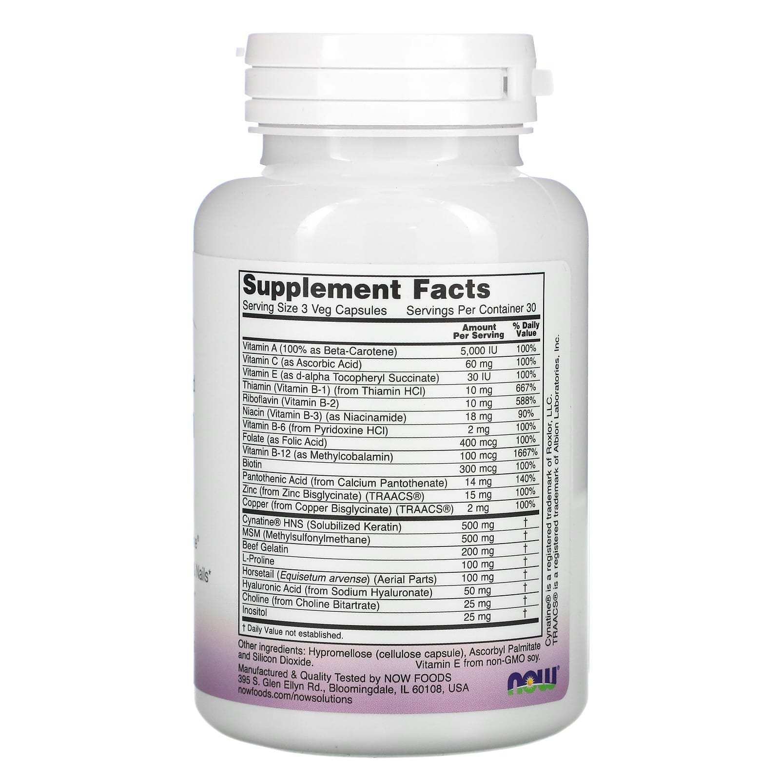 Now Foods, Clinically Advanced Hair, Skin and Nail Formula, 90 Capsules UPC 733739033734 | HiLife Vitamins