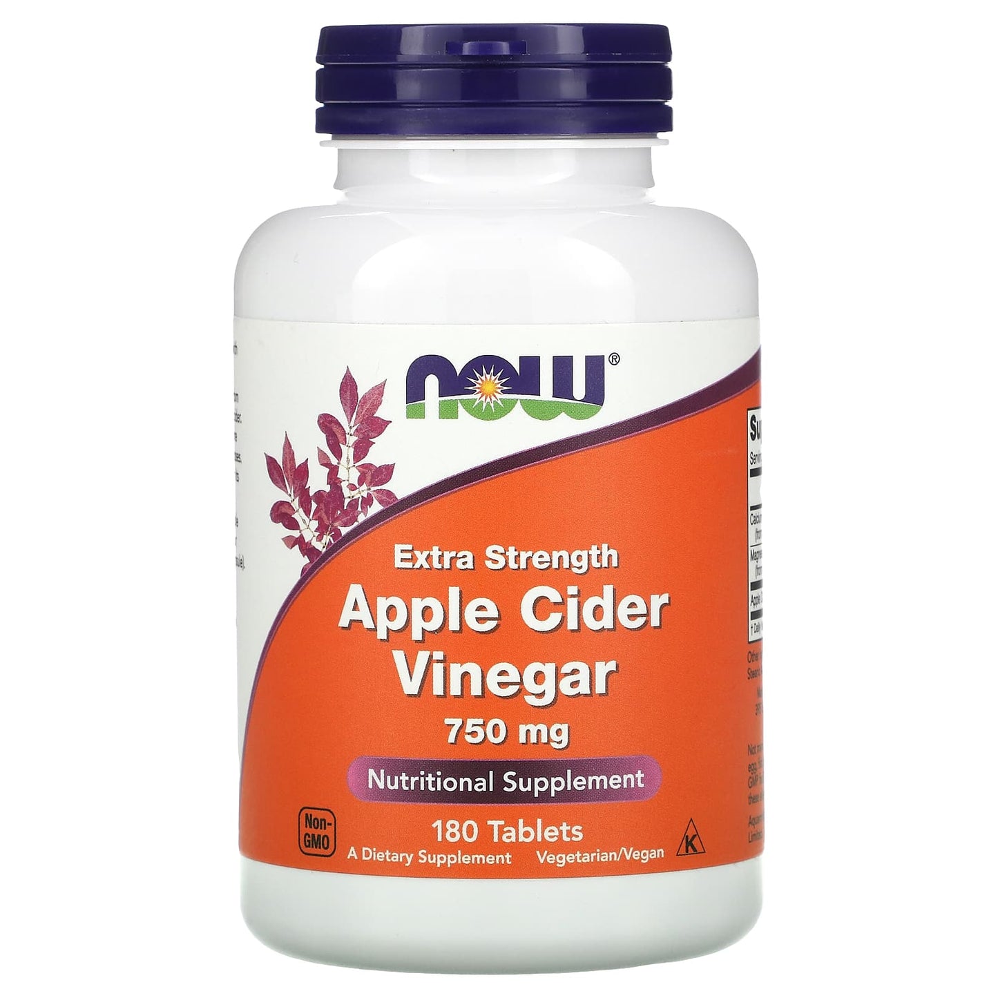 Now Foods, APPLE CIDER VINEGAR 750MG, 180 Tablets UPC 733739033765 | HiLife Vitamins